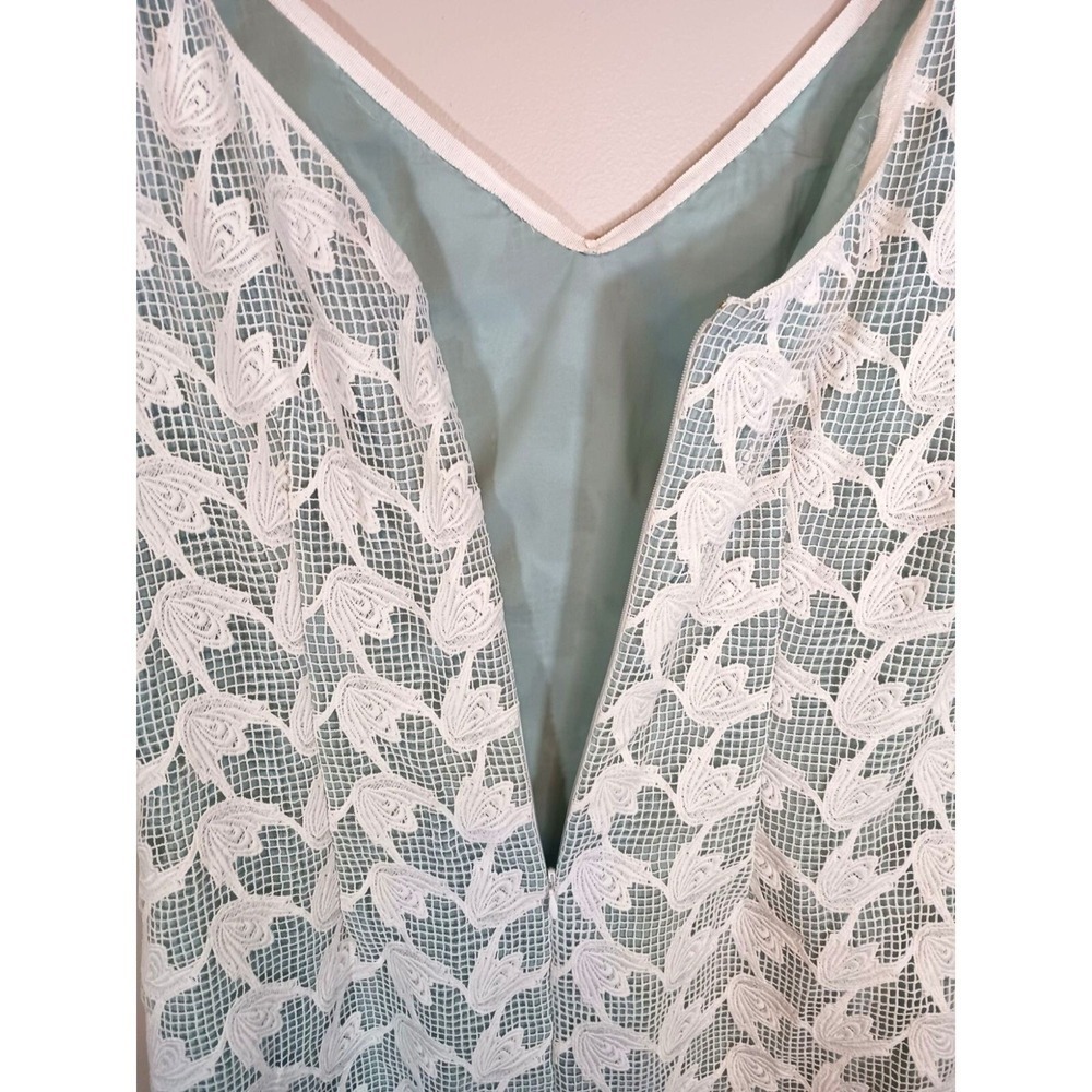 Tory Burch Lace Sheath Dress Womens 12 Mint Green Sleeveless Cocktail - Picture 2 of 5